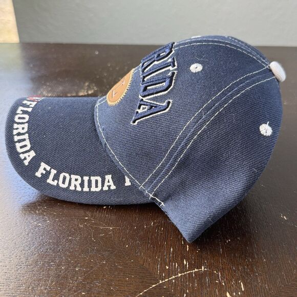 Florida Hat Blue Strap Back Baseball Cap One Size Raised Stitch Lettering Patch - Picture 3 of 10